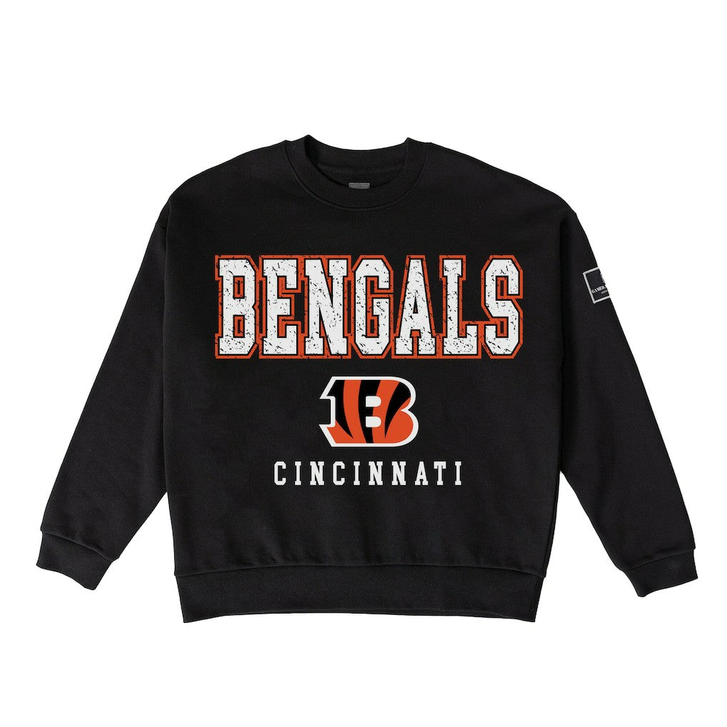 Cincinnati Bengals Gameday Couture Women's Oversized Level Up Black Label Premium Fleece Sweatshirt - Black Sweatshirts