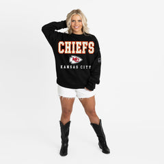 Kansas City Chiefs Gameday Couture Women's Oversized Level Up Black Label Premium Fleece Sweatshirt - Black Sweatshirts