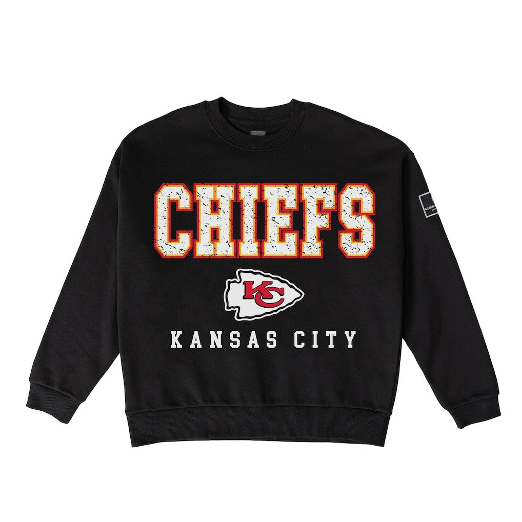 Kansas City Chiefs Gameday Couture Women's Oversized Level Up Black Label Premium Fleece Sweatshirt - Black Sweatshirts