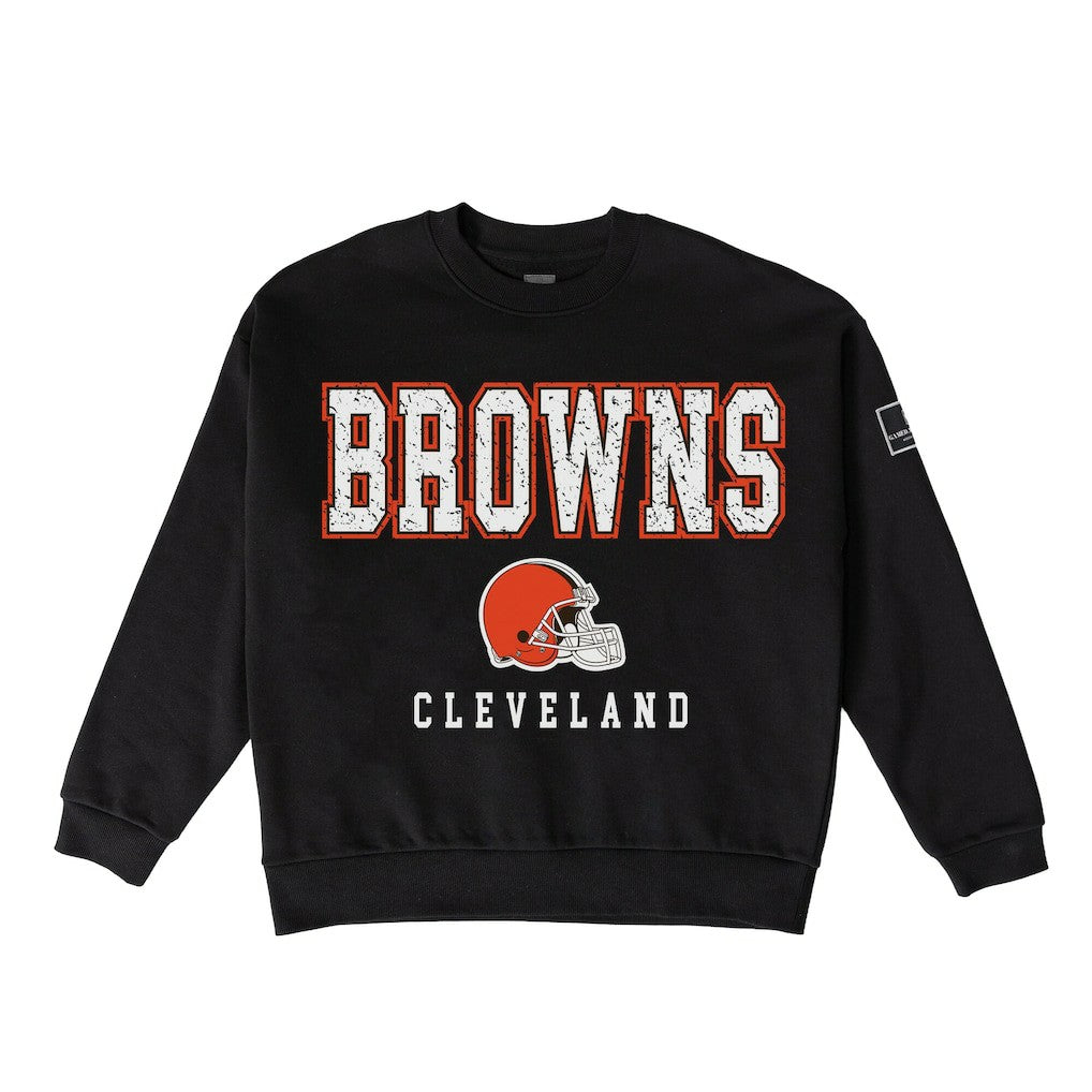 Cleveland Browns Gameday Couture Women's Oversized Level Up Black Label Premium Fleece Sweatshirt - Black Sweatshirts