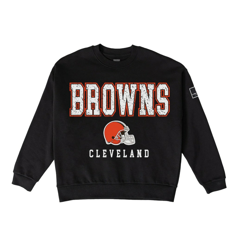 Cleveland Browns Gameday Couture Women's Oversized Level Up Black Label Premium Fleece Sweatshirt - Black Sweatshirts