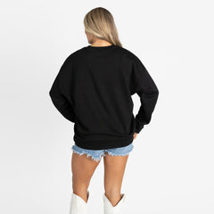 New Orleans Saints Gameday Couture Women's Oversized Level Up Black Label Premium Fleece Sweatshirt - Black Sweatshirts