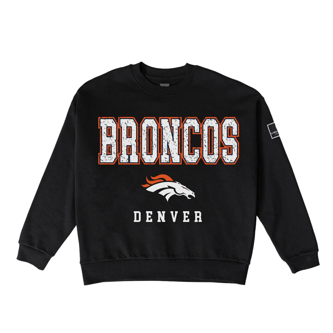 Denver Broncos Gameday Couture Women's Oversized Level Up Black Label Premium Fleece Sweatshirt - Black Sweatshirts