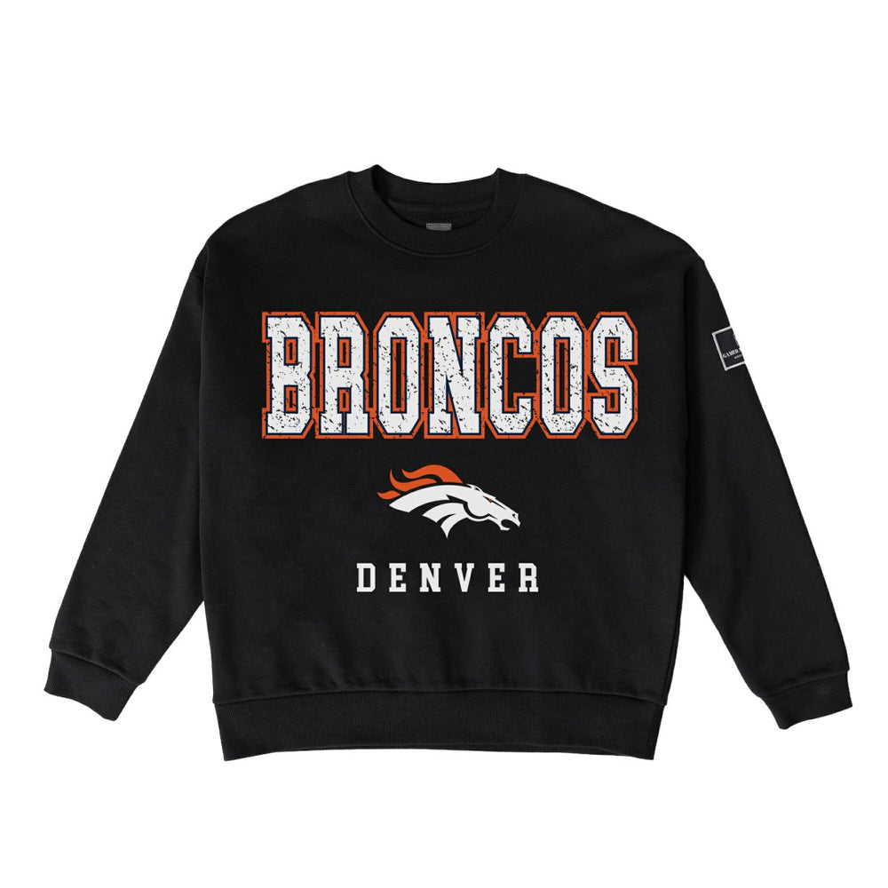 Denver Broncos Gameday Couture Women's Oversized Level Up Black Label Premium Fleece Sweatshirt - Black Sweatshirts