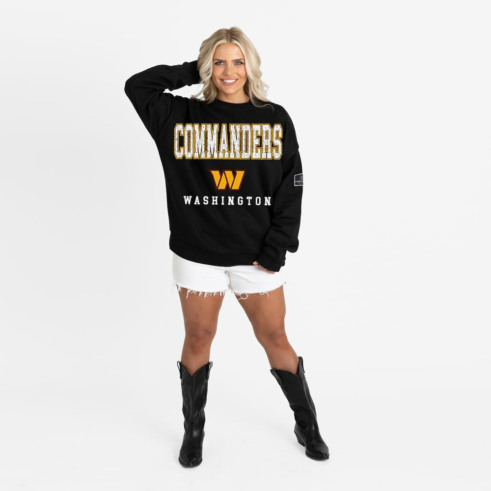 Washington Commanders Gameday Couture Women's Oversized Level Up Black Label Premium Fleece Sweatshirt - Black Sweatshirts