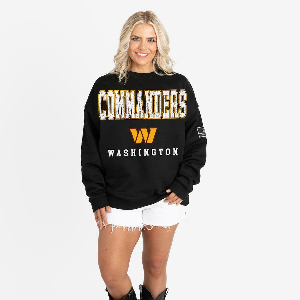 Washington Commanders Gameday Couture Women's Oversized Level Up Black Label Premium Fleece Sweatshirt - Black Sweatshirts