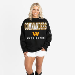 Washington Commanders Gameday Couture Women's Oversized Level Up Black Label Premium Fleece Sweatshirt - Black Sweatshirts