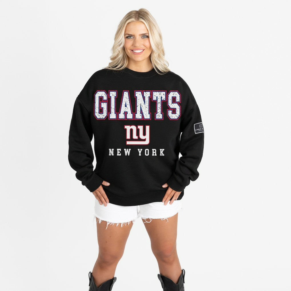 New York Giants Gameday Couture Women's Oversized Level Up Black Label Premium Fleece Sweatshirt - Black Sweatshirts