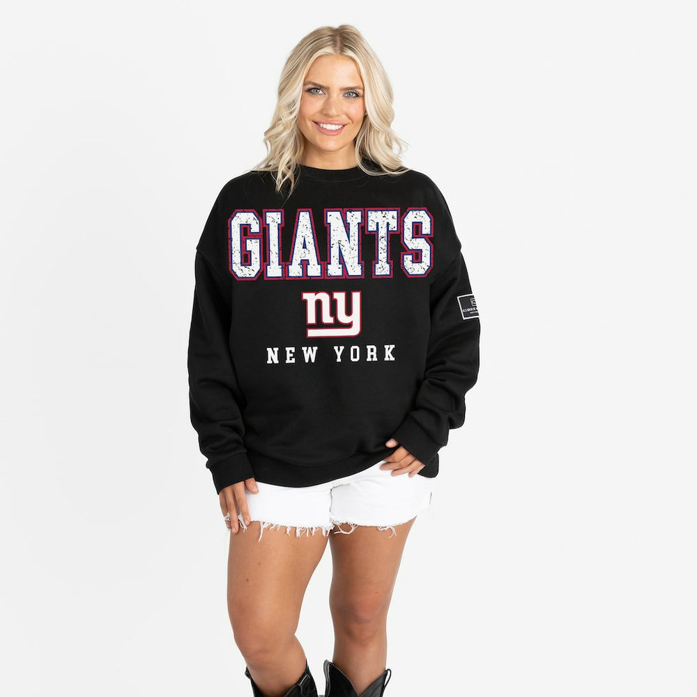 New York Giants Gameday Couture Women's Oversized Level Up Black Label Premium Fleece Sweatshirt - Black Sweatshirts