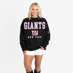 New York Giants Gameday Couture Women's Oversized Level Up Black Label Premium Fleece Sweatshirt - Black Sweatshirts