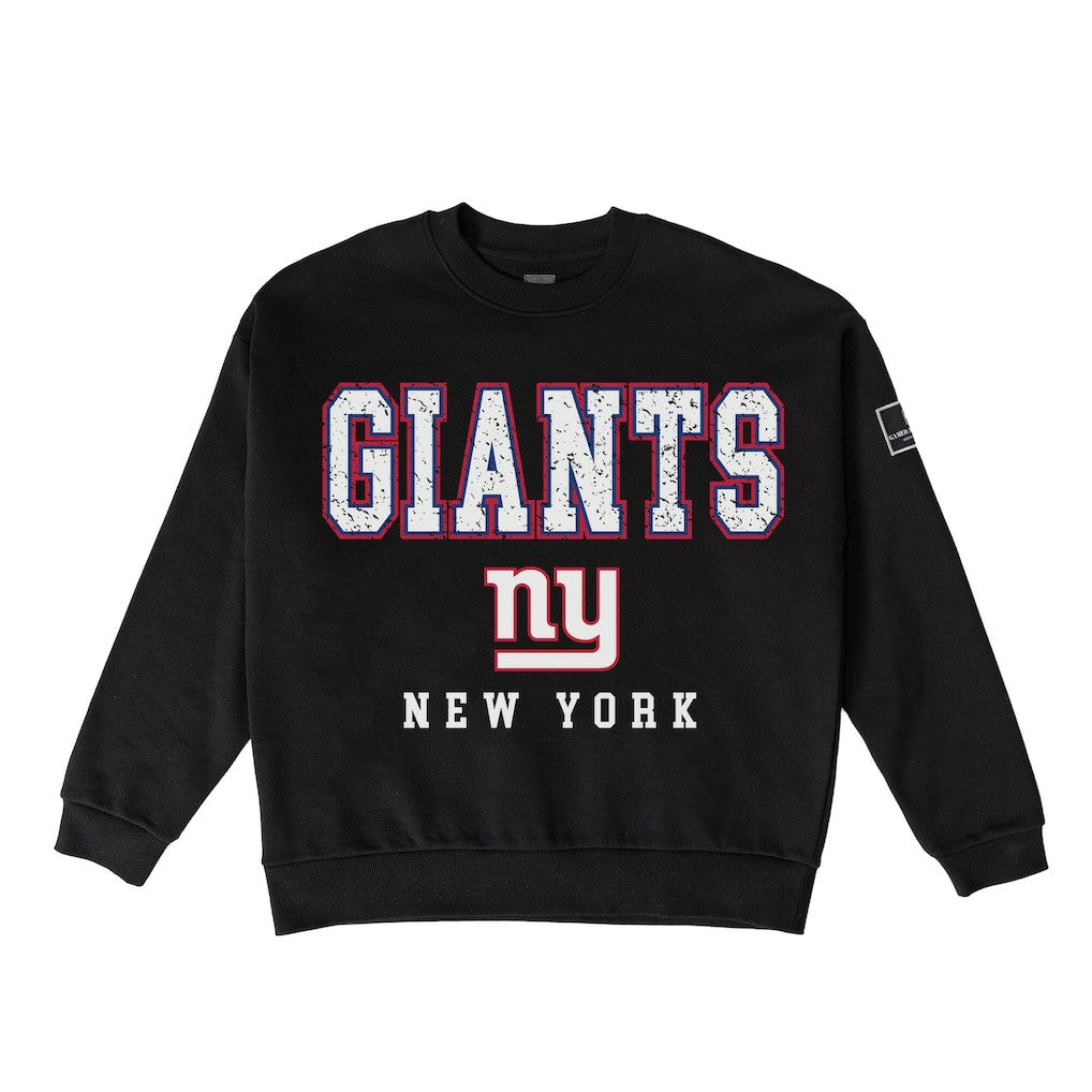 New York Giants Gameday Couture Women's Oversized Level Up Black Label Premium Fleece Sweatshirt - Black Sweatshirts