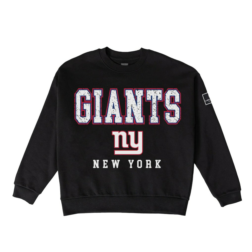 New York Giants Gameday Couture Women's Oversized Level Up Black Label Premium Fleece Sweatshirt - Black Sweatshirts