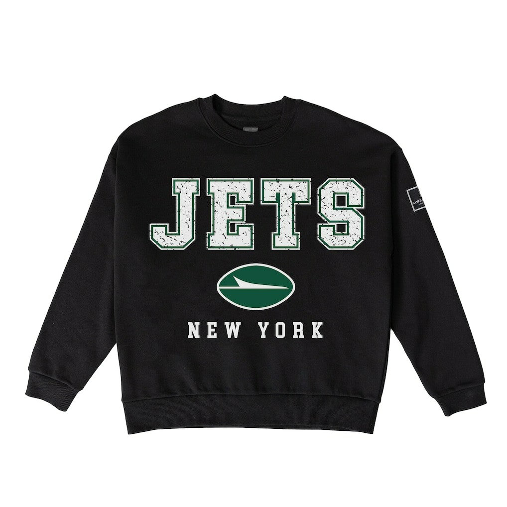 New York Jets Gameday Couture Women's Oversized Level Up Black Label Premium Fleece Sweatshirt - Black Sweatshirts