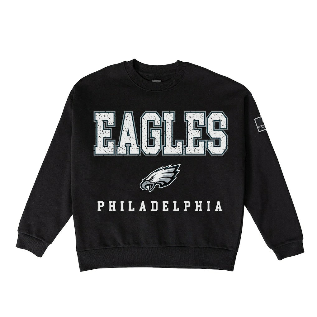 Philadelphia Eagles Gameday Couture Women's Oversized Level Up Black Label Premium Fleece Sweatshirt - Black Sweatshirts