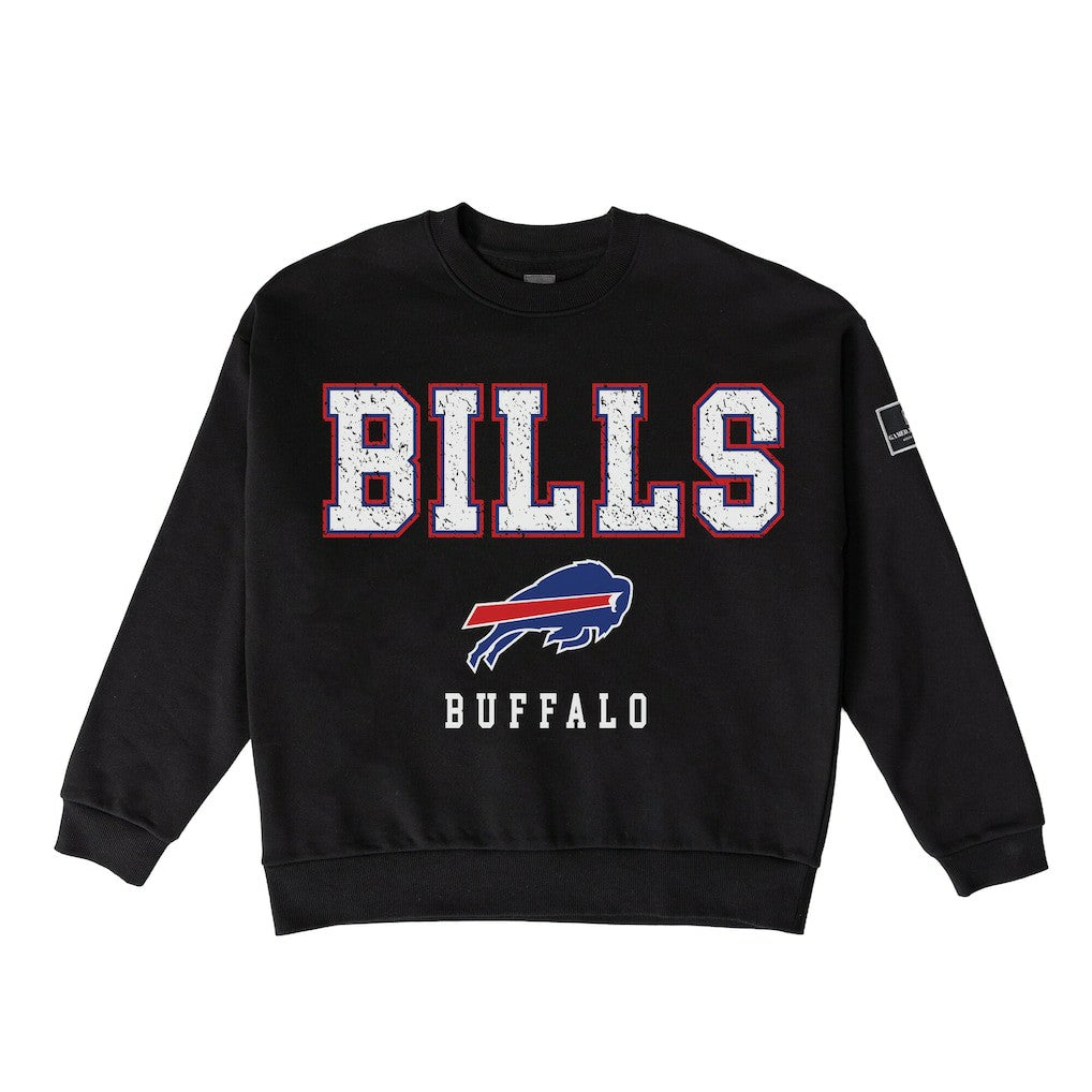 Buffalo Bills Gameday Couture Women's Oversized Level Up Black Label Premium Fleece Sweatshirt - Black Sweatshirts