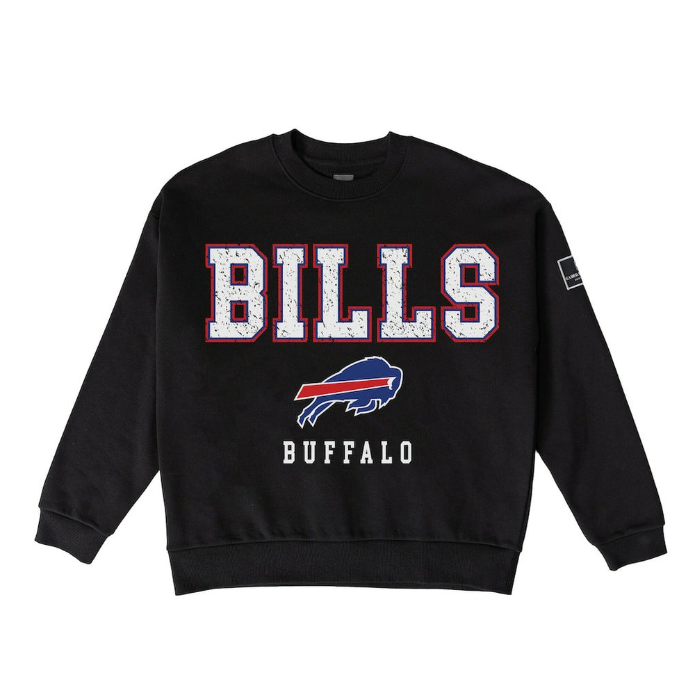 Buffalo Bills Gameday Couture Women's Oversized Level Up Black Label Premium Fleece Sweatshirt - Black Sweatshirts