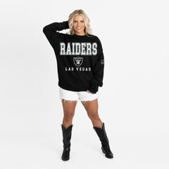 Las Vegas Raiders Gameday Couture Women's Oversized Level Up Black Label Premium Fleece Sweatshirt - Black Sweatshirts