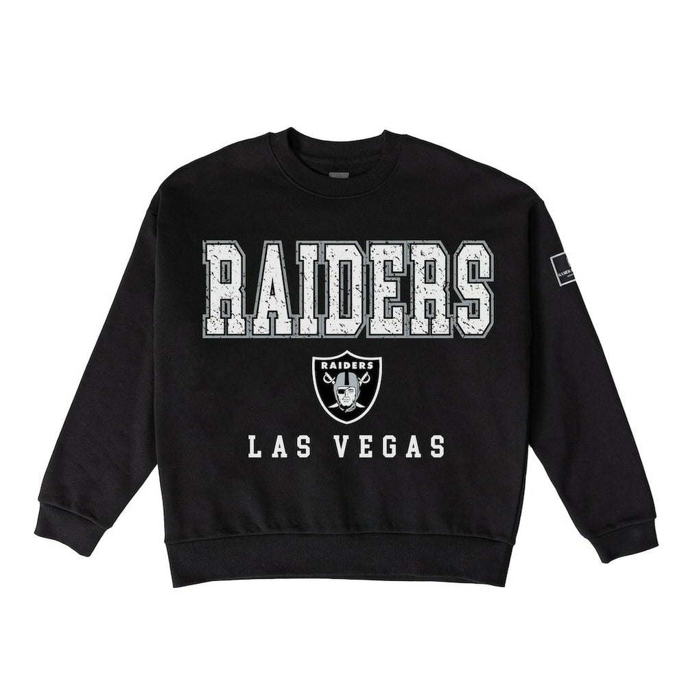 Las Vegas Raiders Gameday Couture Women's Oversized Level Up Black Label Premium Fleece Sweatshirt - Black Sweatshirts