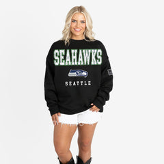 Seattle Seahawks Gameday Couture Women's Oversized Level Up Black Label Premium Fleece Sweatshirt - Black Sweatshirts