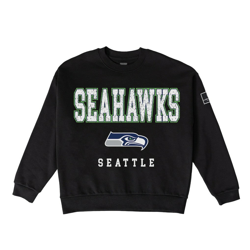 Seattle Seahawks Gameday Couture Women's Oversized Level Up Black Label Premium Fleece Sweatshirt - Black Sweatshirts