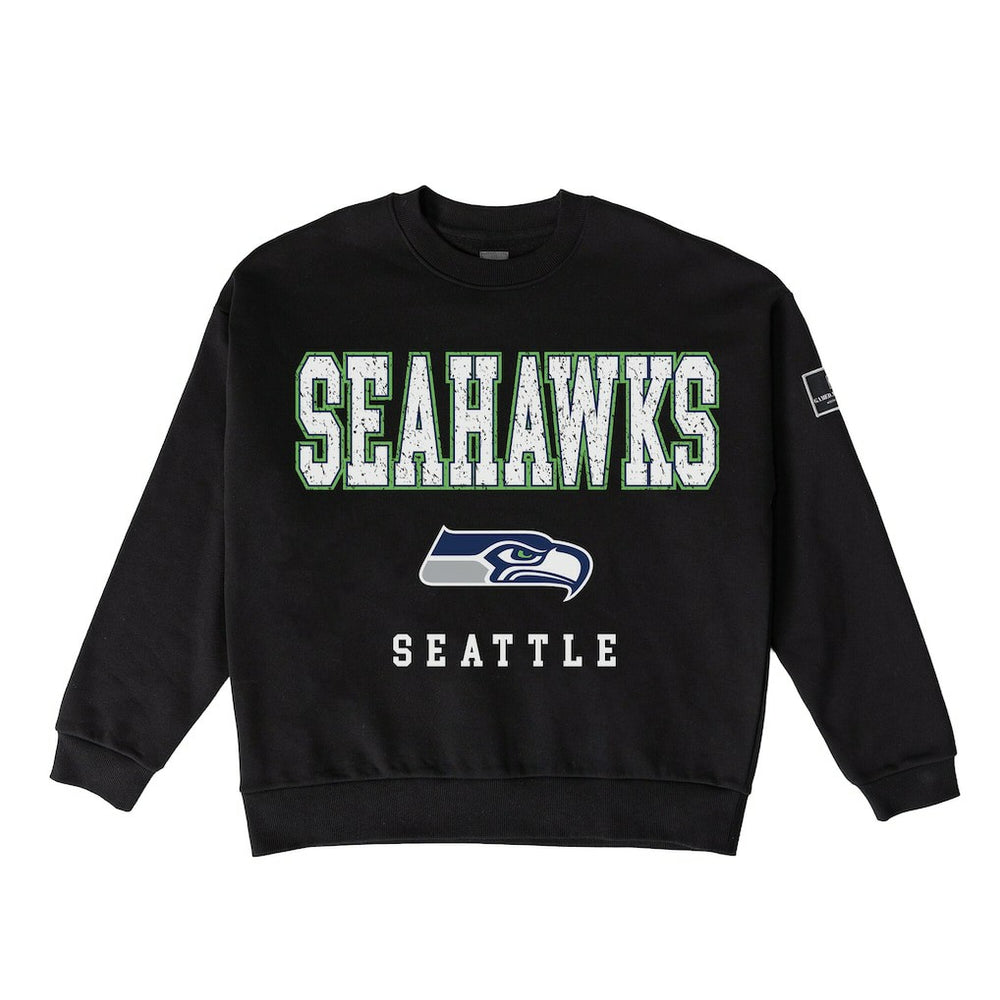 Seattle Seahawks Gameday Couture Women's Oversized Level Up Black Label Premium Fleece Sweatshirt - Black Sweatshirts