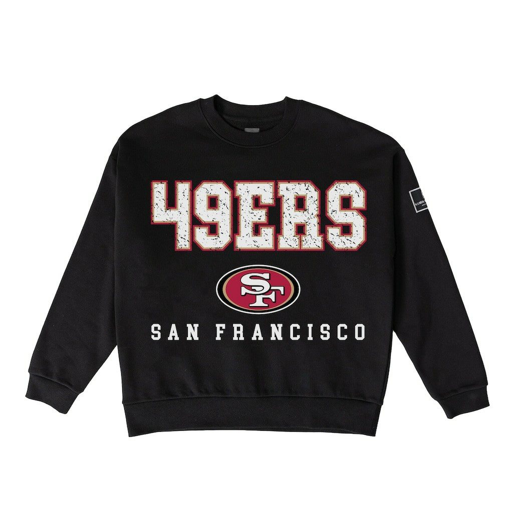 San Francisco 49ers Gameday Couture Women's Oversized Level Up Black Label Premium Fleece Sweatshirt - Black Sweatshirts
