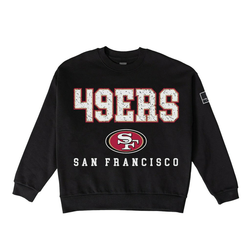 San Francisco 49ers Gameday Couture Women's Oversized Level Up Black Label Premium Fleece Sweatshirt - Black Sweatshirts