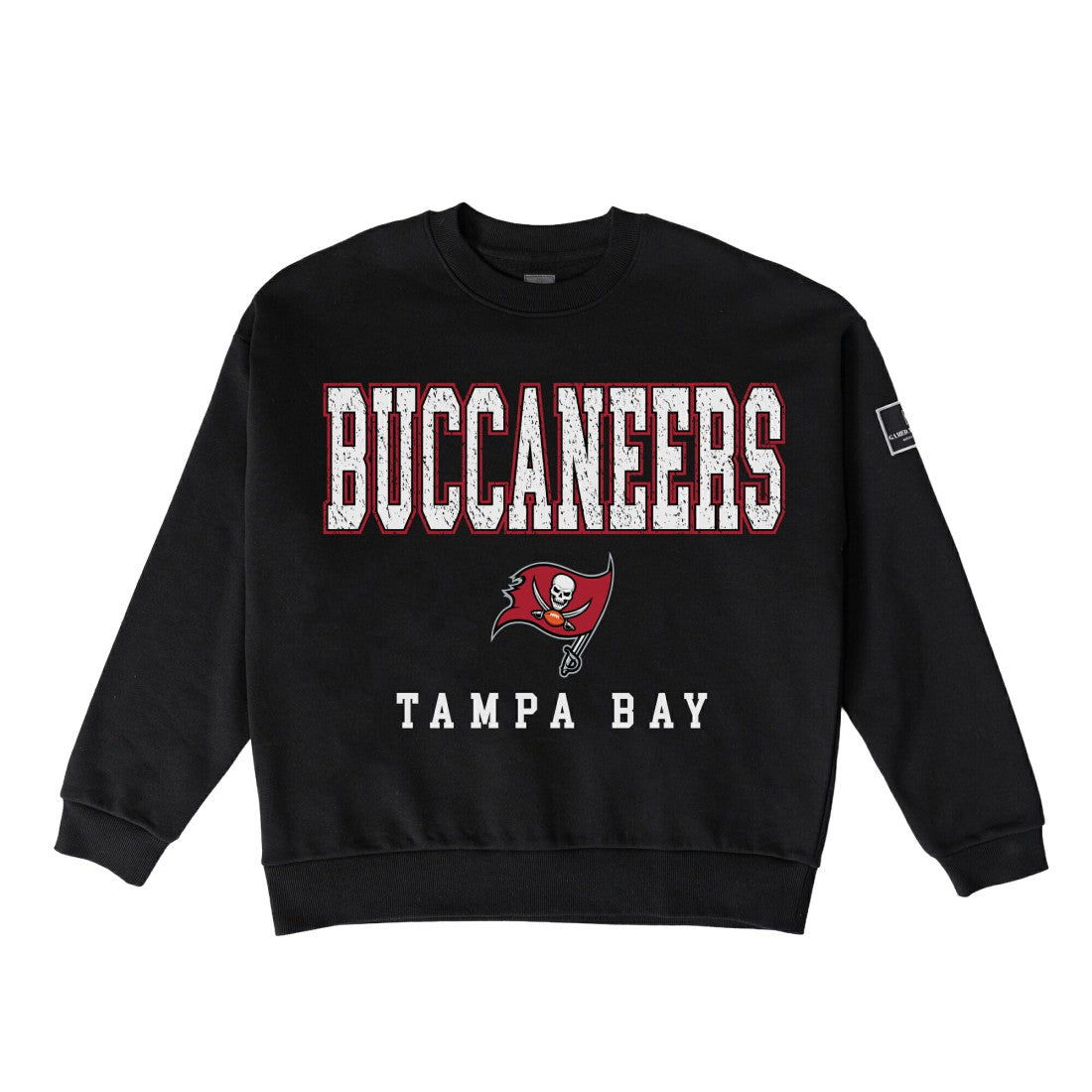 Tampa Bay Buccaneers Gameday Couture Women's Oversized Level Up Black Label Premium Fleece Sweatshirt - Black Sweatshirts