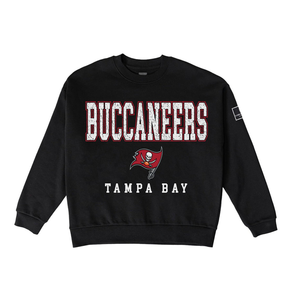 Tampa Bay Buccaneers Gameday Couture Women's Oversized Level Up Black Label Premium Fleece Sweatshirt - Black Sweatshirts