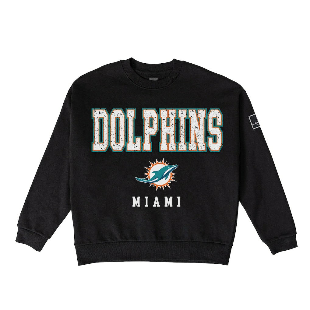 Miami Dolphins Gameday Couture Women's Oversized Level Up Black Label Premium Fleece Sweatshirt - Black Sweatshirts