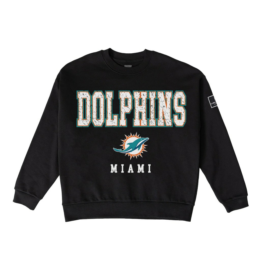 Miami Dolphins Gameday Couture Women's Oversized Level Up Black Label Premium Fleece Sweatshirt - Black Sweatshirts