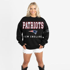New England Patriots Gameday Couture Women's Oversized Level Up Black Label Premium Fleece Sweatshirt - Black Sweatshirts