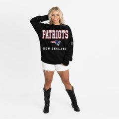 New England Patriots Gameday Couture Women's Oversized Level Up Black Label Premium Fleece Sweatshirt - Black Sweatshirts