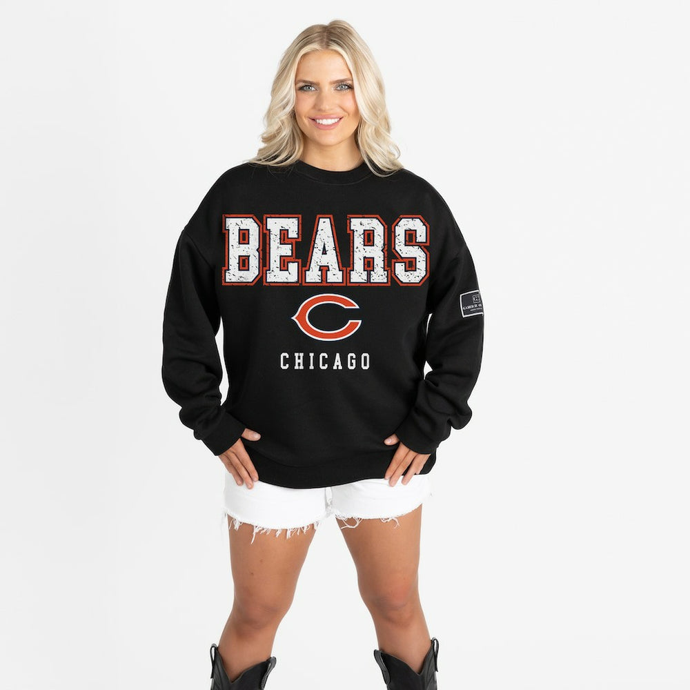 Chicago Bears Gameday Couture Women's Oversized Level Up Black Label Premium Fleece Sweatshirt - Black Sweatshirts