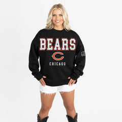 Chicago Bears Gameday Couture Women's Oversized Level Up Black Label Premium Fleece Sweatshirt - Black Sweatshirts