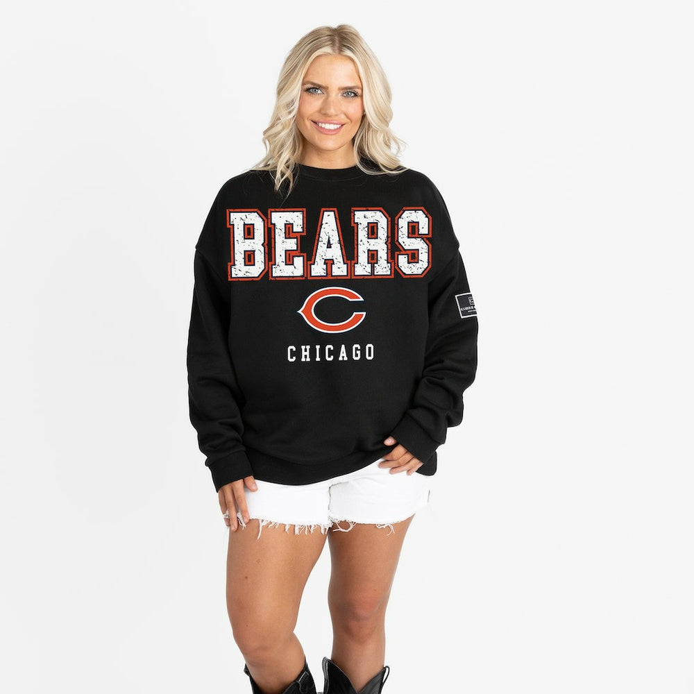 Chicago Bears Gameday Couture Women's Oversized Level Up Black Label Premium Fleece Sweatshirt - Black Sweatshirts