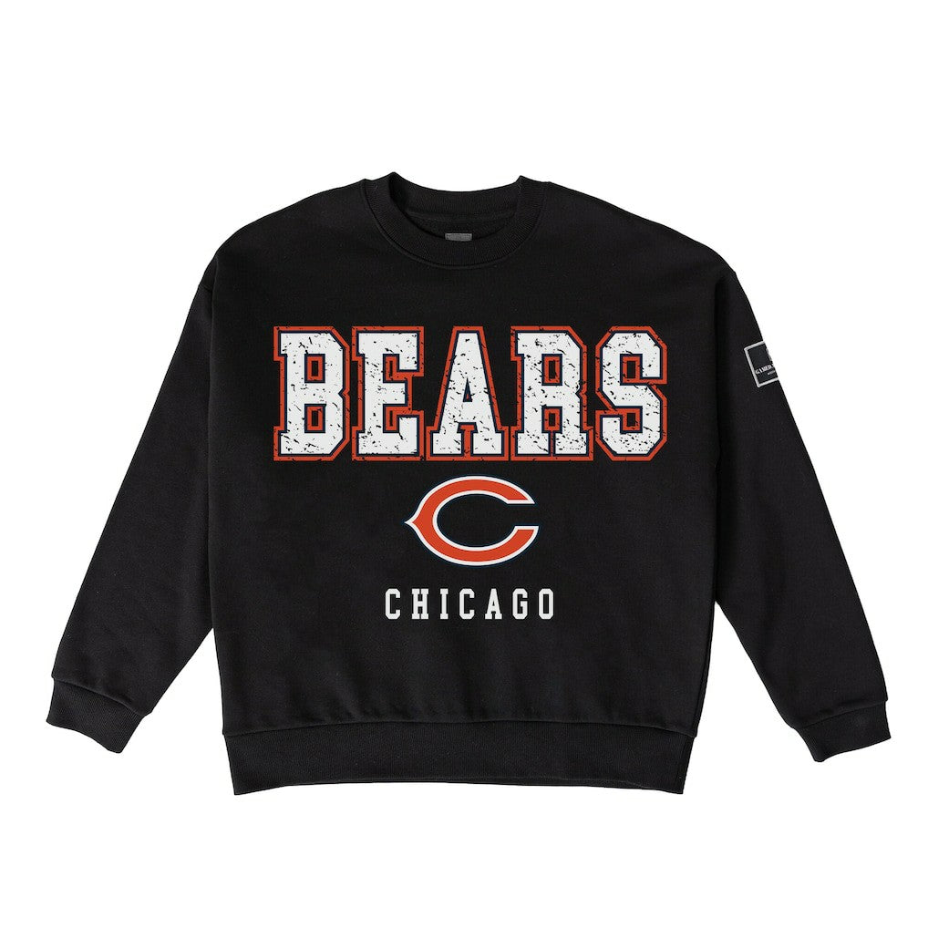 Chicago Bears Gameday Couture Women's Oversized Level Up Black Label Premium Fleece Sweatshirt - Black Sweatshirts