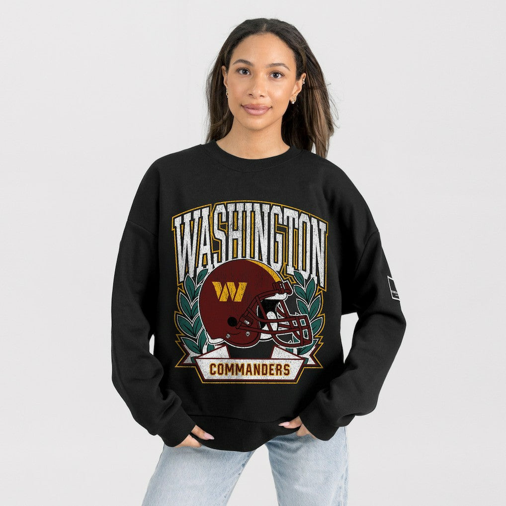 Washington Commanders Gameday Couture Women's Oversized Victory Lane Black Label Premium Fleece Sweatshirt - Black Sweatshirts