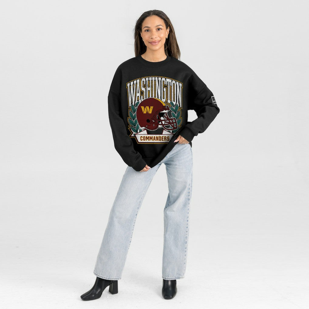 Washington Commanders Gameday Couture Women's Oversized Victory Lane Black Label Premium Fleece Sweatshirt - Black Sweatshirts