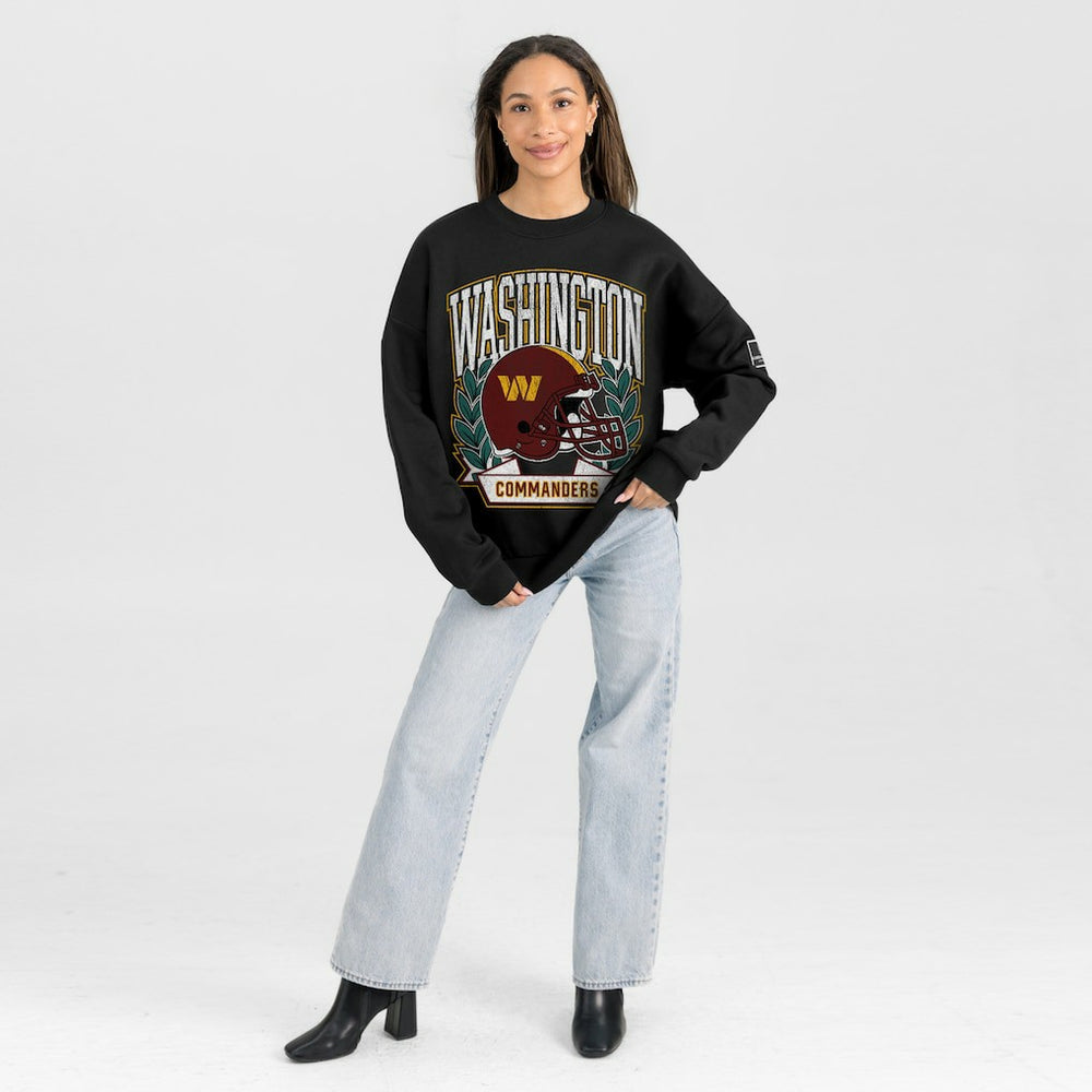 Washington Commanders Gameday Couture Women's Oversized Victory Lane Black Label Premium Fleece Sweatshirt - Black Sweatshirts