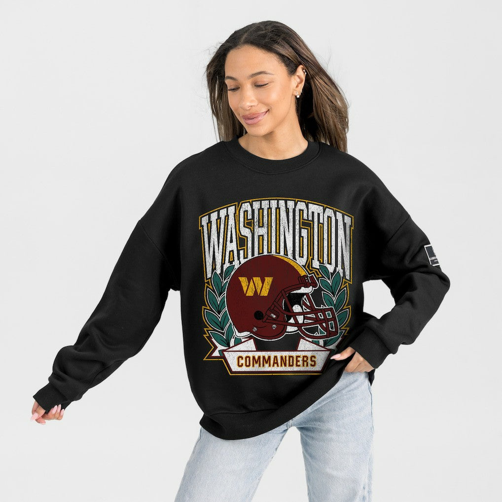Washington Commanders Gameday Couture Women's Oversized Victory Lane Black Label Premium Fleece Sweatshirt - Black Sweatshirts