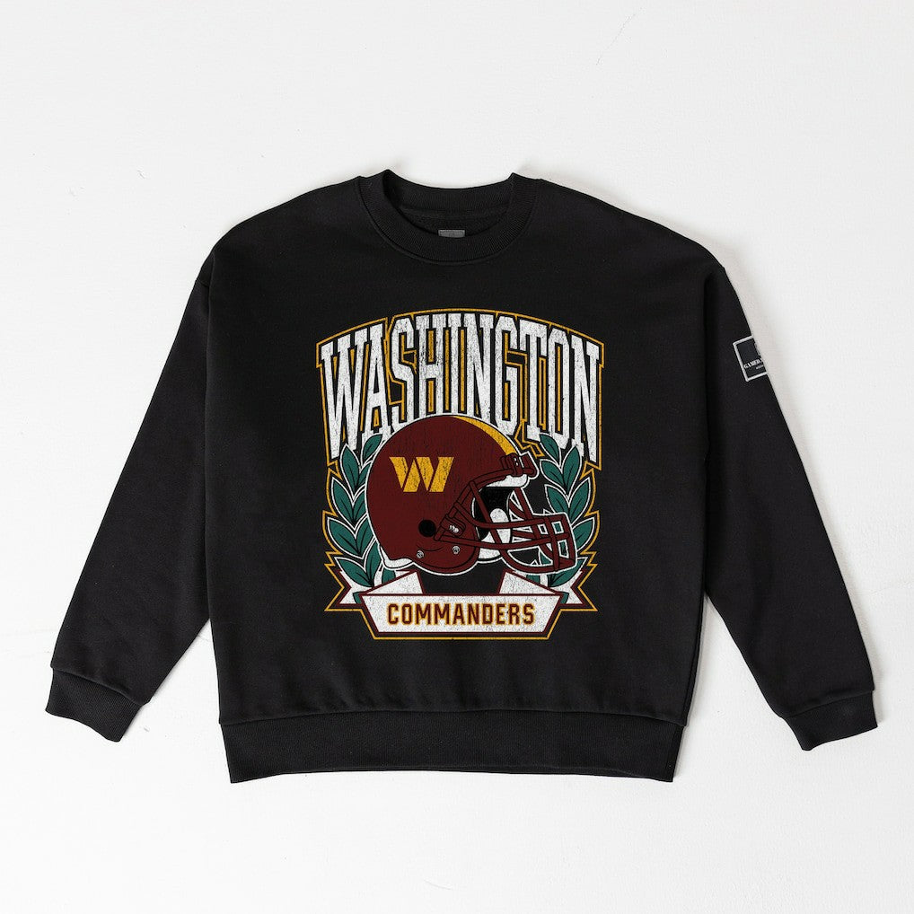 Washington Commanders Gameday Couture Women's Oversized Victory Lane Black Label Premium Fleece Sweatshirt - Black Sweatshirts