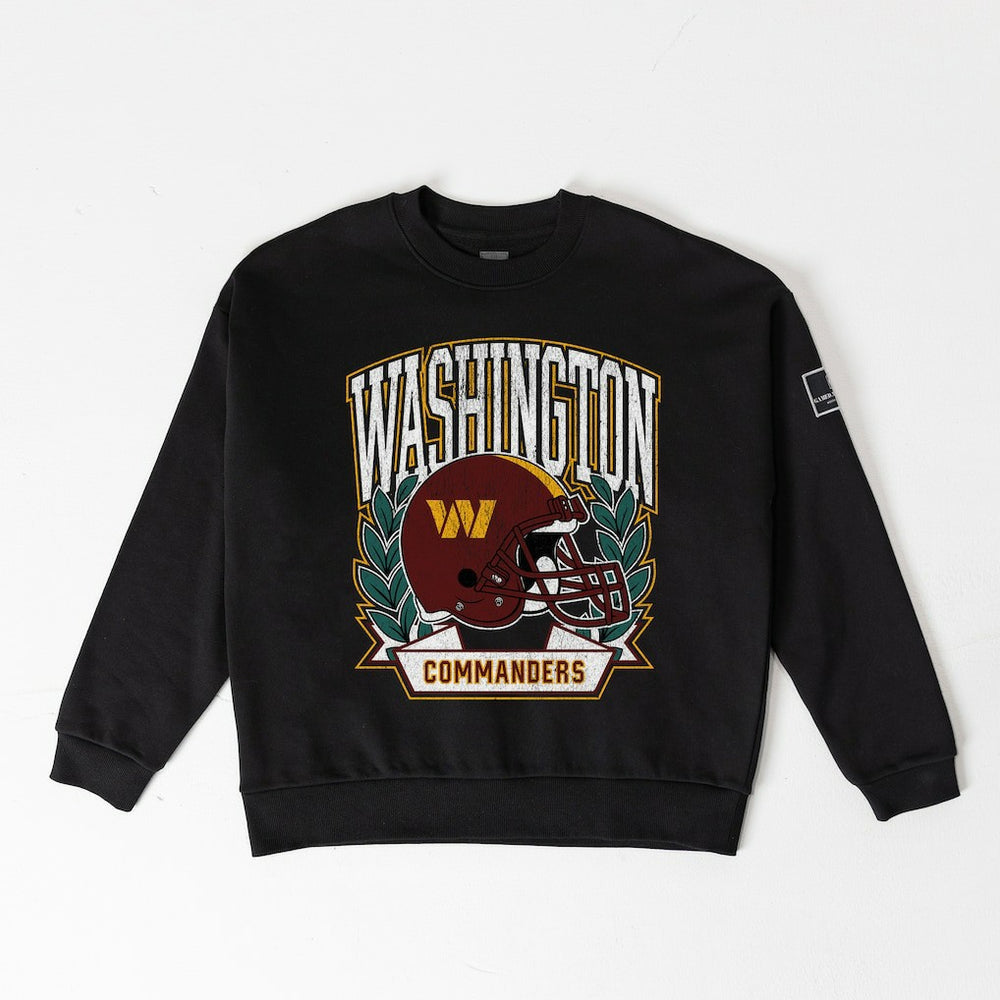 Washington Commanders Gameday Couture Women's Oversized Victory Lane Black Label Premium Fleece Sweatshirt - Black Sweatshirts