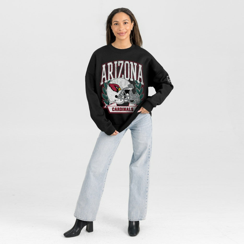 Arizona Cardinals Gameday Couture Women's Oversized Victory Lane Black Label Premium Fleece Sweatshirt - Black Sweatshirts