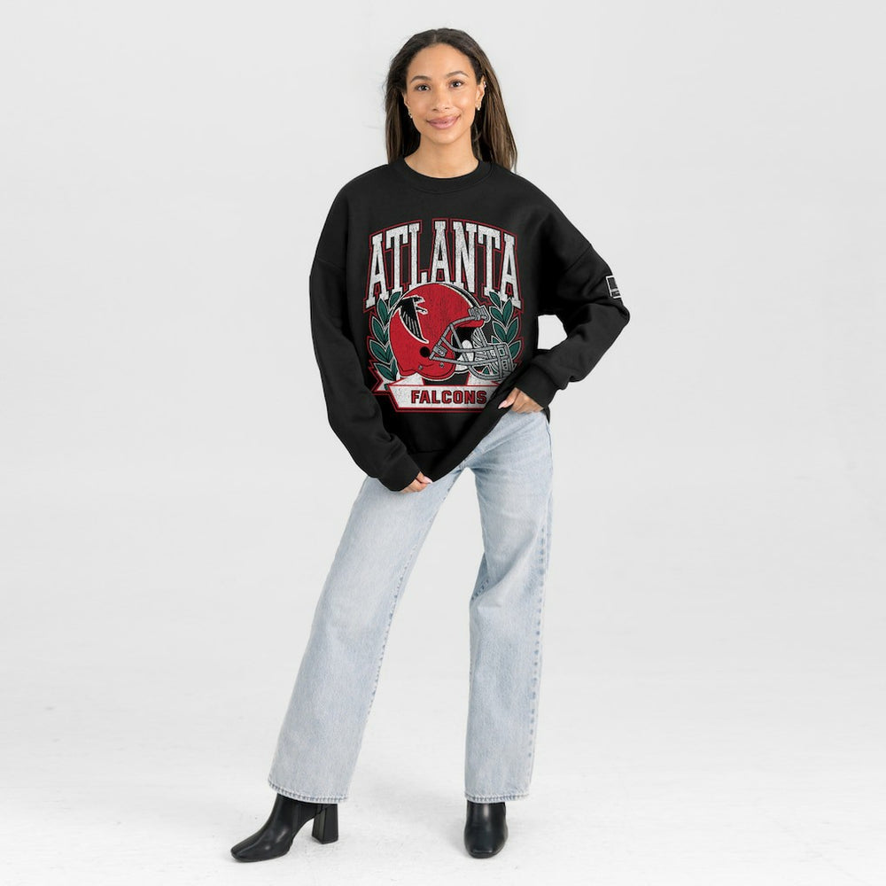 Atlanta Falcons Gameday Couture Women's Oversized Victory Lane Black Label Premium Fleece Sweatshirt - Black Sweatshirts
