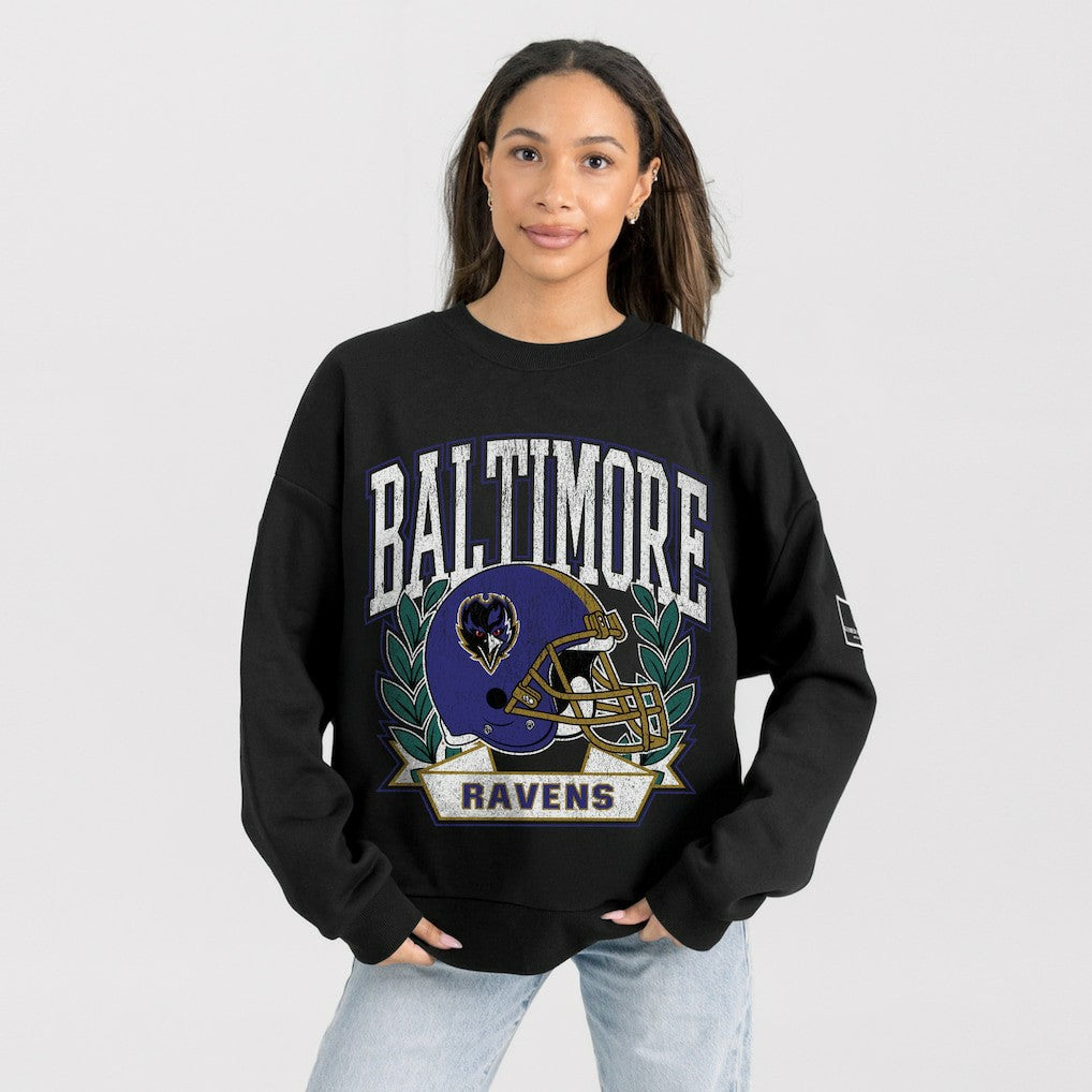 Baltimore Ravens Gameday Couture Women's Oversized Victory Lane Black Label Premium Fleece Sweatshirt - Black Sweatshirts