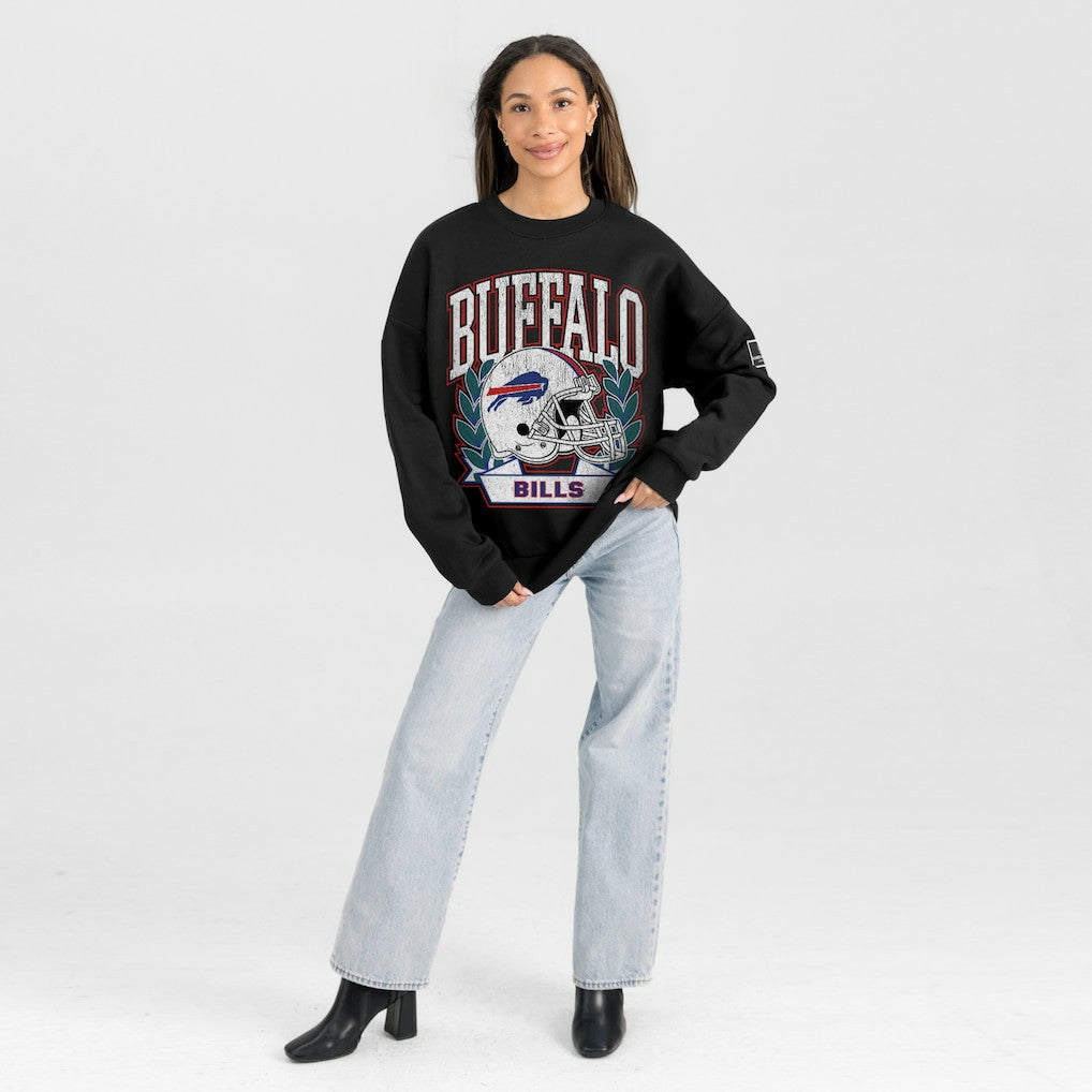 Buffalo Bills Gameday Couture Women's Oversized Victory Lane Black Label Premium Fleece Sweatshirt - Black Sweatshirts