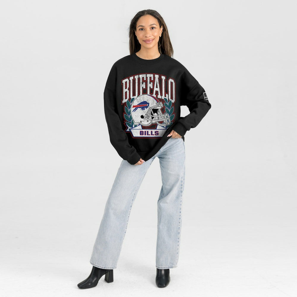 Buffalo Bills Gameday Couture Women's Oversized Victory Lane Black Label Premium Fleece Sweatshirt - Black Sweatshirts