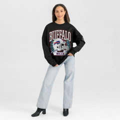 Buffalo Bills Gameday Couture Women's Oversized Victory Lane Black Label Premium Fleece Sweatshirt - Black Sweatshirts