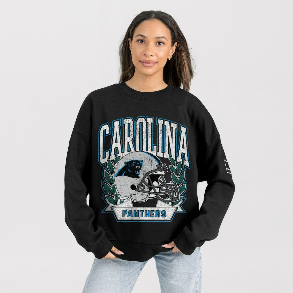 Carolina Panthers Gameday Couture Women's Oversized Victory Lane Black Label Premium Fleece Sweatshirt - Black Sweatshirts